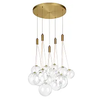 Светильник подвесной LED Pop it 10270/D15 LOFT IT прозрачный на 15 ламп, основание золотое в стиле современный каскад
