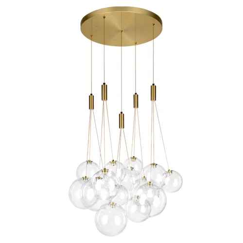 Светильник подвесной LED Pop it 10270/D15 LOFT IT прозрачный на 15 ламп, основание золотое в стиле современный каскад