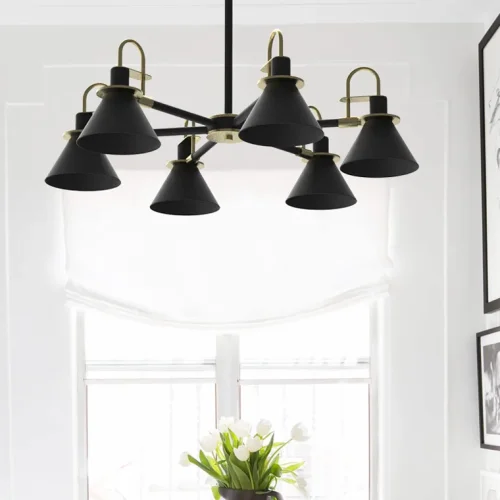 Люстра на штанге CODA D94 Black 193071-26 ImperiumLoft чёрная на 8 ламп, основание чёрное в стиле современный фото 6