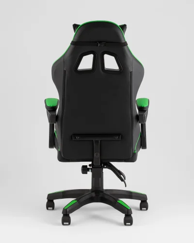 Кресло спортивное TopChairs Shadow, черно-зеленый УТ000039465 Stool Group, чёрный зелёный/экокожа, ножки/пластик/чёрный, размеры - *1270**** фото 4