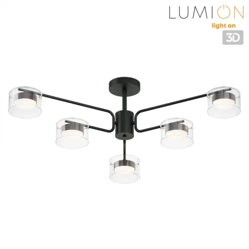 Люстра потолочная Natalina 8349/6C Lumion прозрачная на 6 ламп, основание чёрное в стиле минимализм фото 3