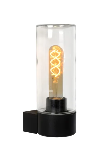Настенный светильник Micha 27838/01/30 Lucide уличный IP44 чёрный 1 лампа, плафон прозрачный в стиле классический E27