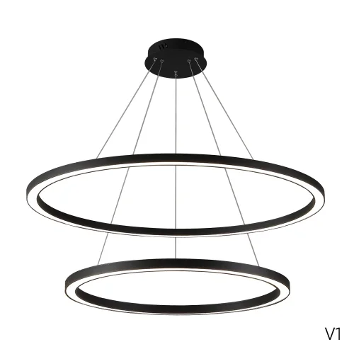 Люстра подвесная LED с пультом FORTUNA SP123W LED BLACK Crystal Lux чёрная на 1 лампу, основание чёрное в стиле современный кольца с пультом фото 2
