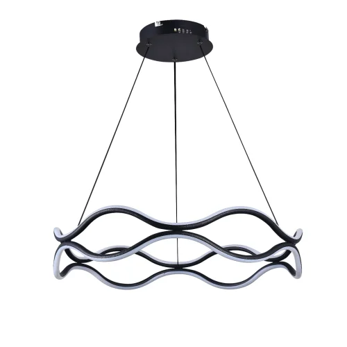 Люстра подвесная с пультом LED LAMPS 81285 Natali Kovaltseva белая чёрная на 1 лампу, основание чёрное в стиле современный хай-тек с пультом яндекс алиса сири фото 8