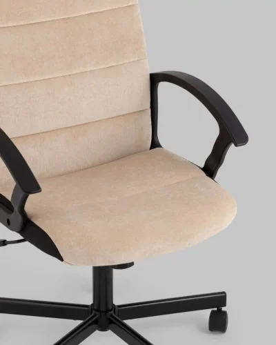 Кресло компьютерное TopChairs ST-TRACER (Спинка и сиденье песочная ткань Light-21) УТ000036642 Stool Group, бежевый/велюр, ножки/металл/чёрный, размеры - ***** фото 5