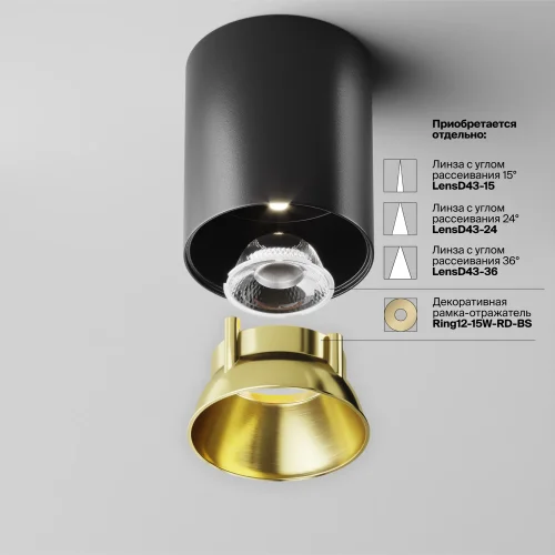 Светильник накладной LED Alfa LED C064CL-12W4K-RD-B Maytoni чёрный на 1 лампу, основание чёрное в стиле хай-тек современный круглый фото 5