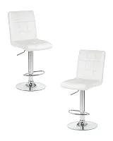 Стул барный набор 2 шт. SET-2 5009-LM KRUGER, цвет сиденья белый, цвет основания хром Dobrin, /экокожа, ножки/металл/хром, размеры - 1000*1220***410*560 Стул барный набор 2 шт. SET-2 5009-LM KRUGER, цвет сиденья белый, цвет основания хром Dobrin, /экокожа, ножки/металл/хром, размеры - 1000*1220***410*560