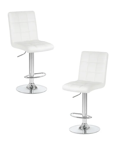 Стул барный набор 2 шт. SET-2 5009-LM KRUGER, цвет сиденья белый, цвет основания хром Dobrin, /экокожа, ножки/металл/хром, размеры - 1000*1220***410*560 Стул барный набор 2 шт. SET-2 5009-LM KRUGER, цвет сиденья белый, цвет основания хром Dobrin, /экокожа, ножки/металл/хром, размеры - 1000*1220***410*560