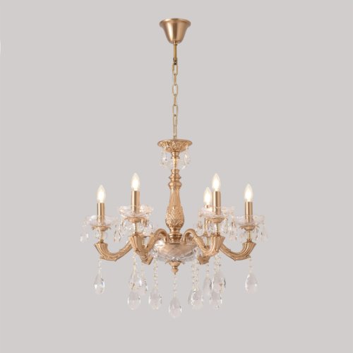 Люстра подвесная ELIZABETH SP6 BRASS Crystal Lux без плафона на 6 ламп, основание латунь прозрачное в стиле классический фото 2