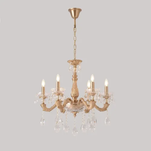 Люстра подвесная ELIZABETH SP6 BRASS Crystal Lux без плафона на 6 ламп, основание латунь прозрачное в стиле классический фото 3 Люстра подвесная ELIZABETH SP6 BRASS Crystal Lux без плафона на 6 ламп, основание латунь прозрачное в стиле классический фото 3
