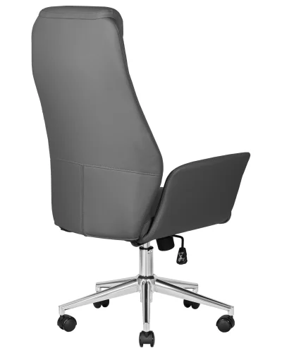 Офисное кресло для руководителя 126B-LMR COLTON, цвет серый Dobrin, серый/экокожа, ножки/металл/хром, размеры - 1125*1225***650*650 фото 4