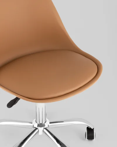Стул BLOK SN, пластиковый коричневый УТ000039790 Stool Group, коричневый/экокожа пластик, ножки/металл/хром, размеры - 830*950***485*545 фото 2