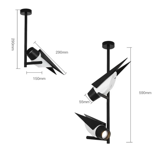 Светильник потолочный STRIZH 1 lamp 134744-22 ImperiumLoft белый 1 лампа, основание чёрное в стиле современный  фото 6