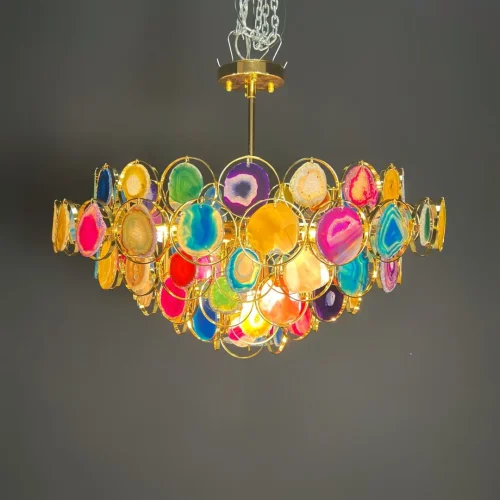 Люстра подвесная AGATE 1D80 186182-26 ImperiumLoft разноцветная на 15 ламп, основание золотое в стиле современный  фото 12