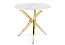 Стеклянный стол Rock 80х75 white / gold 15550 Woodville столешница белая из стекло