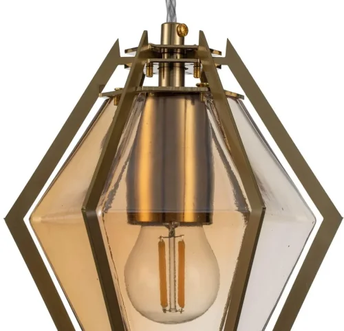 Светильник подвесной Vista V000134 Indigo янтарный 1 лампа, основание золотое в стиле скандинавский выдувное фото 2
