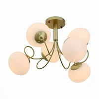 Люстра потолочная Acini SL717.202.06 St-Luce белая на 6 ламп, основание золотое в стиле модерн шар