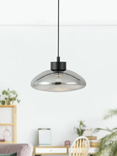 Светильник подвесной LED Sarnarra 39783 Eglo серый чёрный 1 лампа, основание чёрное в стиле современный  фото 2