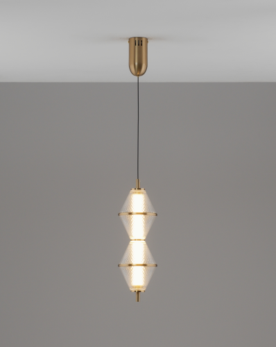 Светильник подвесной LED Senta V11360-PL Moderli белый золотой на 1 лампу, основание золотое в стиле современный 