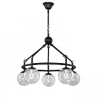 Люстра подвесная Cirque 2169-5P F-promo прозрачная на 5 ламп, основание чёрное в стиле современный шар