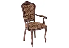 Деревянный стул Руджеро с мягкими подлокотниками орех / шоколад 318605 Woodville, шоколад/ткань, ножки/массив бука/орех, размеры - ****580*560