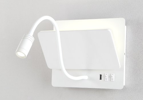 Бра с выключателем ЛЕД DUO AP9W LED WH Crystal Lux белый на 1 лампу, основание белое в стиле минимализм для чтения гибкая ножка