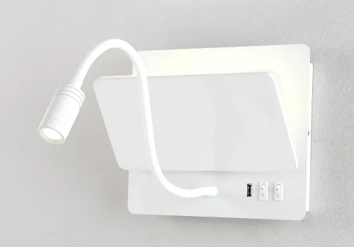 Бра с выключателем ЛЕД DUO AP9W LED WH Crystal Lux белый на 1 лампу, основание белое в стиле минимализм для чтения гибкая ножка Бра с выключателем ЛЕД DUO AP9W LED WH Crystal Lux белый на 1 лампу, основание белое в стиле минимализм для чтения гибкая ножка