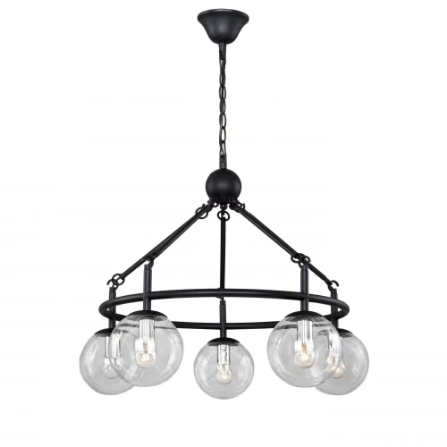 Люстра подвесная Cirque 2169-5P F-promo прозрачная на 5 ламп, основание чёрное в стиле современный шар