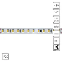 Светодиодная лента 48В 14Вт/м 1400Лм/м 3000К 90+ 10мм SMD2835 120шт/м 10м IP20 Tape A4812010-07-3K Arte Lamp цвет LED тёплый белый 3000K, световой поток Lm