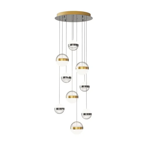 Люстра каскадная LED Roni 5037/84L Odeon Light белая на 1 лампу, основание античное бронза никель в стиле современный шар фото 3