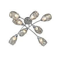 Люстра потолочная V4925-9/8PL Vitaluce янтарная на 8 ламп, основание хром в стиле арт-деко 