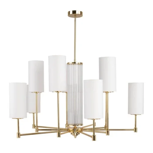 Люстра подвесная Empoli EMP-ZW-10(Z) Kutek белая на 10 ламп, основание золотое в стиле американский 