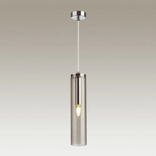 Светильник подвесной Klum 4694/1 Odeon Light серый прозрачный 1 лампа, основание хром в стиле современный хай-тек  фото 2