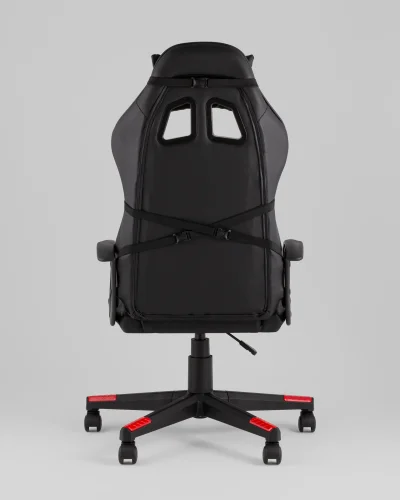 Кресло спортивное TopChairs Warden, черно-красный УТ000039484 Stool Group, чёрный/экокожа, ножки/полимер/чёрный, размеры - 1145*1245***500*470 фото 6