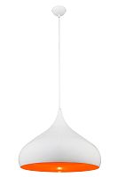 Светильник подвесной лофт 15204 Globo белый оранжевый 1 лампа, основание белое в стиле модерн 