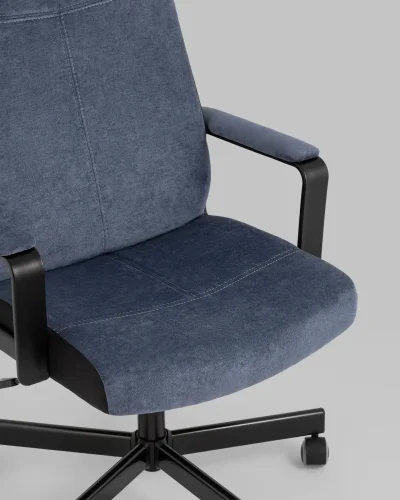 Кресло руководителя TopChairs ST-DOMINGO (Спинка и сиденье темно-синяя ткань Light-27) УТ000036499 Stool Group, синий/велюр, ножки/металл/чёрный, размеры - ***** фото 7