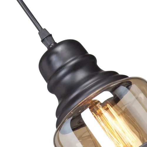 Светильник подвесной V4532-1/1S Vitaluce янтарный 1 лампа, основание чёрное в стиле лофт  фото 2