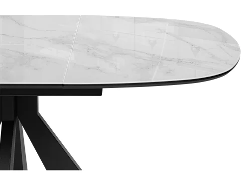 Стеклянный стол Эдли 110х76 белый мрамор / черный 532403 Woodville столешница белая из стекло фото 3