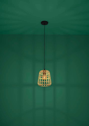 Светильник подвесной Montezuelo 390152 Eglo бежевый 1 лампа, основание чёрное в стиле кантри  фото 2