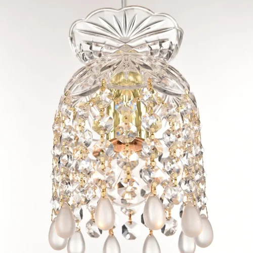 Светильник подвесной 14781P/11 G V0300 Bohemia Ivele Crystal прозрачный 1 лампа, основание золотое в стиле классический виноград фото 2