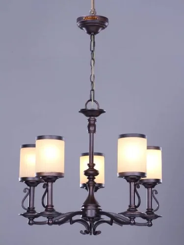 Люстра подвесная YORK L50005.05 L'ARTE LUCE бежевая на 5 ламп, основание коричневое в стиле классический 