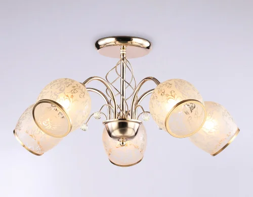 Люстра потолочная TR3189 Ambrella light белая на 5 ламп, основание золотое в стиле классический  фото 6