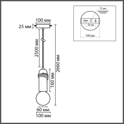 Светильник подвесной Tesla 8364/1A Lumion чёрный без плафона на 1 лампу, основание чёрное в стиле скандинавский фото 2