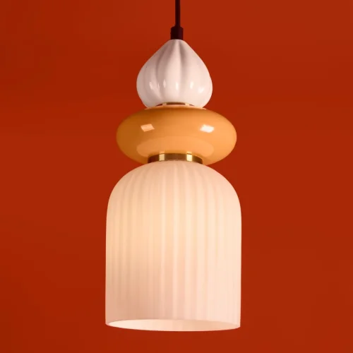 Светильник подвесной Alzare FR5595PL-01B3 Freya разноцветный белый на 1 лампу, основание чёрное в стиле современный мемфис фото 4 Светильник подвесной Alzare FR5595PL-01B3 Freya разноцветный белый на 1 лампу, основание чёрное в стиле современный мемфис фото 4