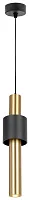 Светильник подвесной LED 475-406-01 Velante золотой чёрный 1 лампа, основание чёрное в стиле хай-тек современный трубочки