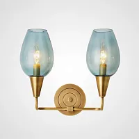 Бра Logmont-2 Wall lamp 102200-26 ImperiumLoft синий на 2 лампы, основание латунь в стиле современный Бра Logmont-2 Wall lamp 102200-26 ImperiumLoft синий на 2 лампы, основание латунь в стиле современный