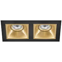 Светильник точечный Domino quadro D5270303 Lightstar золотой 2 лампы, основание чёрное в стиле хай-тек современный 
