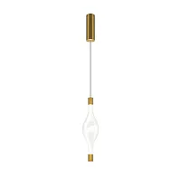 Светильник подвесной LED Loop MOD290PL-L14BS3K Maytoni прозрачный на 1 лампу, основание латунь в стиле хай-тек современный выдувное