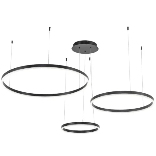 Светильник подвесной LED с пультом Planetary 4005/02/03P+CB Stilfort чёрный на 3 лампы, основание чёрное в стиле хай-тек современный с пультом кольца