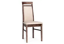 Деревянный стул Амиата бежевый / орех 528937 Woodville, бежевый/велюр, ножки/массив березы дерево/орех, размеры - ****450*500
